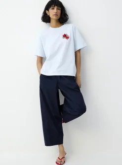 Decorated print loose boxy-fit T-shirt