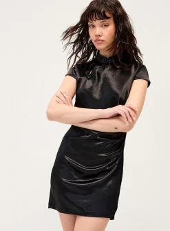 Decorative collar cap-sleeve minidress