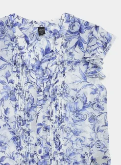 Delicate pleating sheer chiffon blouse