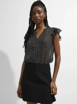 Delicate pleating sheer chiffon blouse