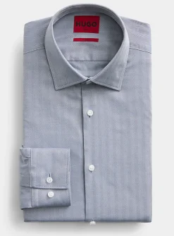 Denim blue herringbone shirt