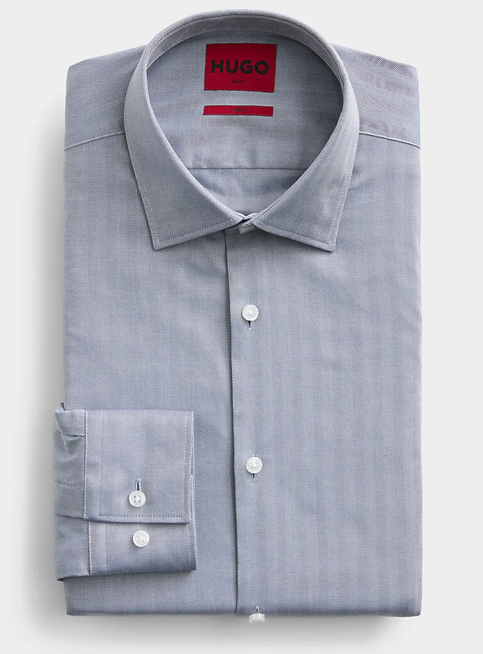 Denim blue herringbone shirt