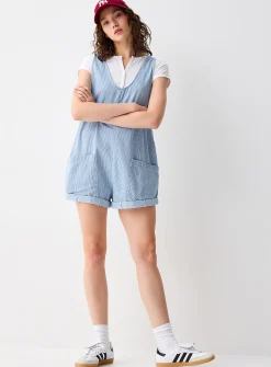Denim carpenter romper