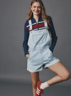Denim overall shorts