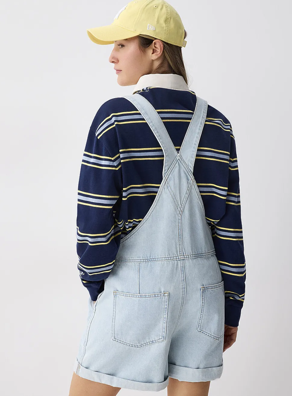 Denim overall shorts