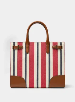 Devyn striped square tote bag