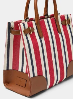 Devyn striped square tote bag
