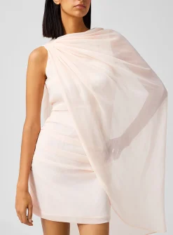 Diagonally draped fitted dress