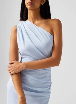 Diagonally draped fitted dress