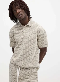 Diamond jacquard polo