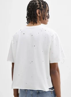 Distressed cropped T-shirt