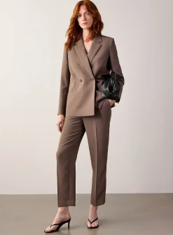 Double-breasted textured crepe blazer