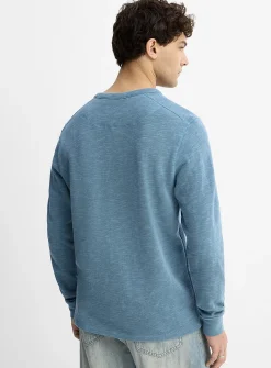 Double-faced jersey Henley T-shirt