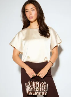 Double-faced satin cropped blouse