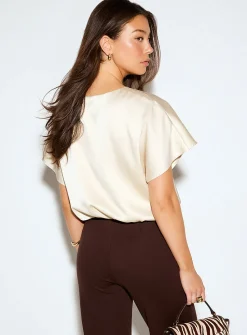 Double-faced satin cropped blouse