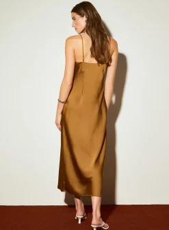Double-face satin long slip dress