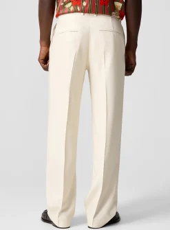 Double-pleated ecru pant