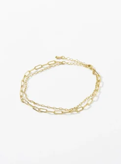 Double-row gold ankle chain