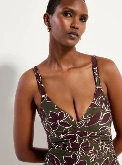 Draped crossed-look one-piece