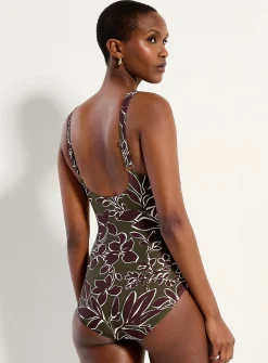 Draped crossed-look one-piece
