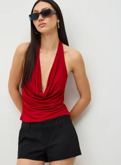 Draped halter-neck cami