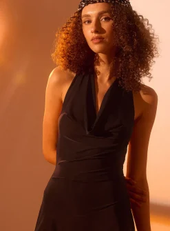 Draped halter neckline minidress