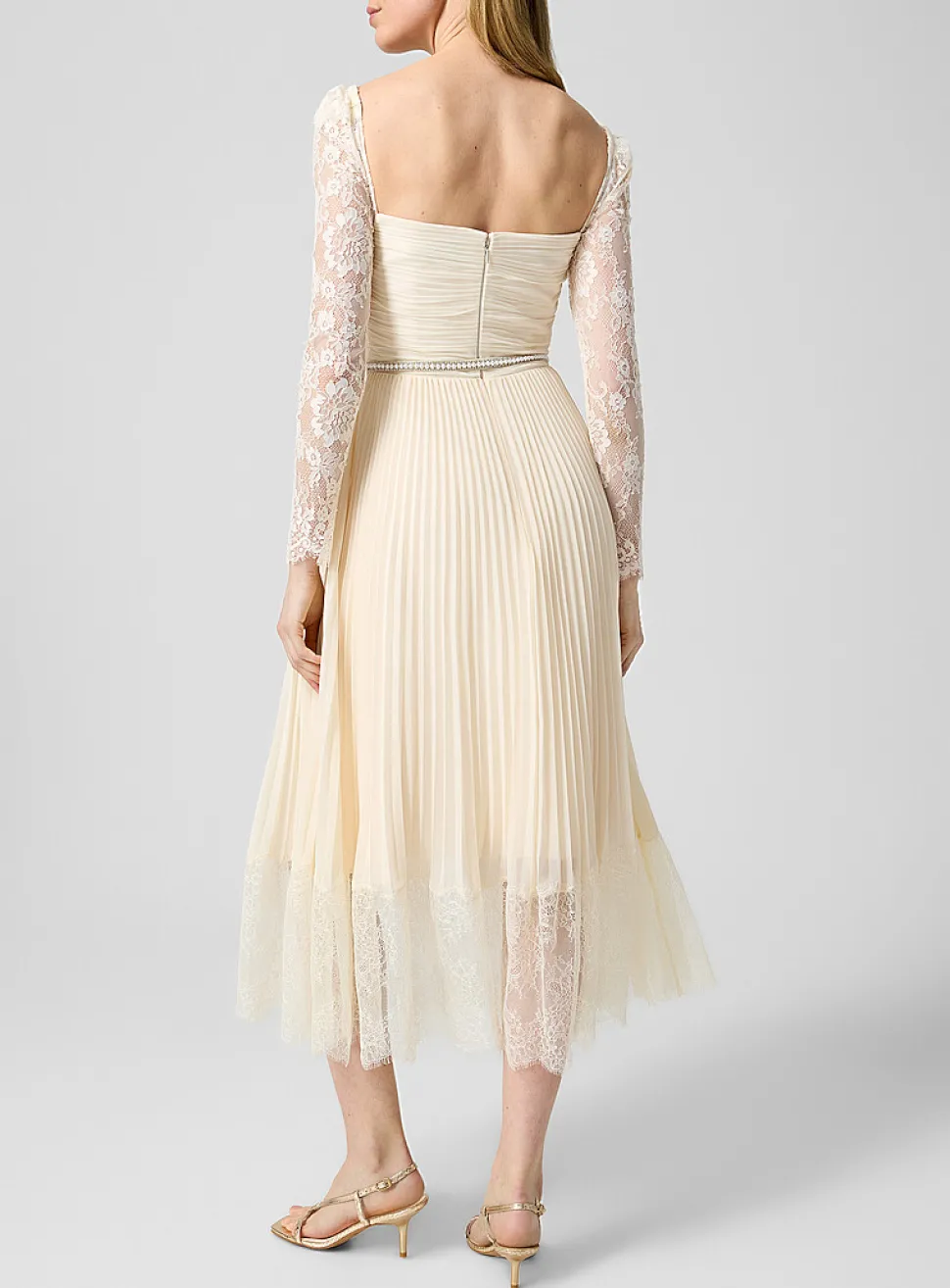 Draped lace bust dress