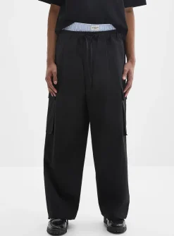 Drawcord-waist canvas cargo pant