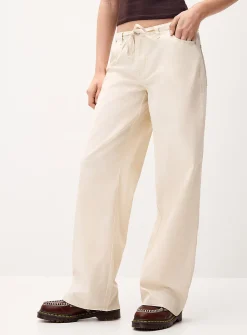 Drawcord-waist wide-leg jean