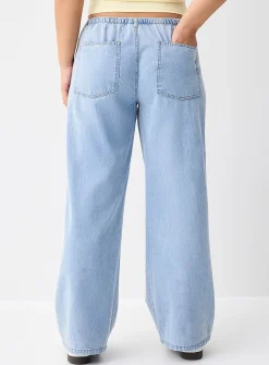 Drawcord-waist wide-leg jean