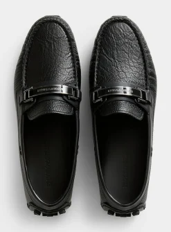 Driver grained leather moccasin loafers