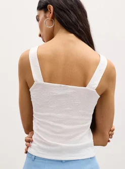 3D texture square-collar cami