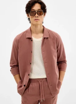 Dusty pink cotton and linen overshirt
