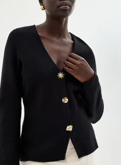 Eclectic golden buttons fitted cardigan