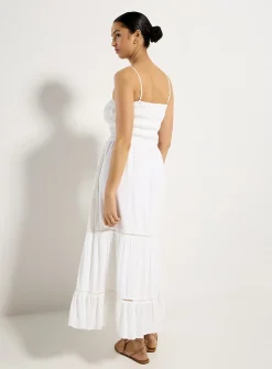 Elastic bust tiered maxi dress