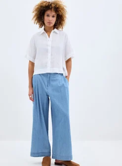 Elastic waist flowy jean
