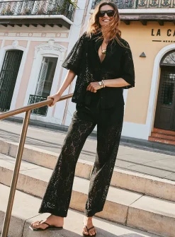 Elastic waist lace pant