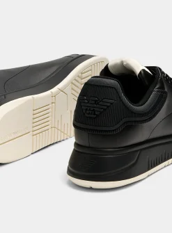 Embossed heel leather sneakers