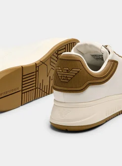 Embossed heel leather sneakers