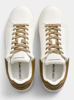 Embossed heel leather sneakers