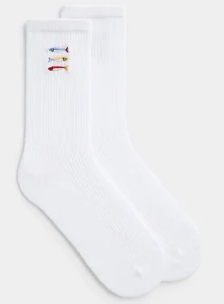 Embroidered animal ribbed socks