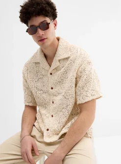 Embroidered lace boxy shirt