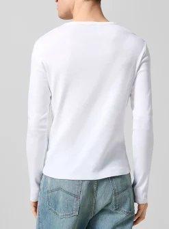 Embroidered logo long-sleeve Henley T-shirt