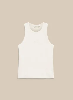 Embroidered logo ribbed tank top
