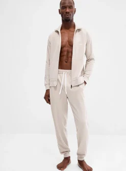 Embroidered-logo sand comfort jacket