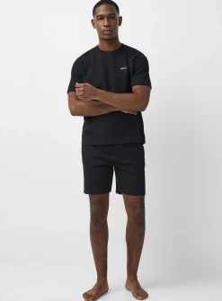 Embroidered-logo waffle pyjama short