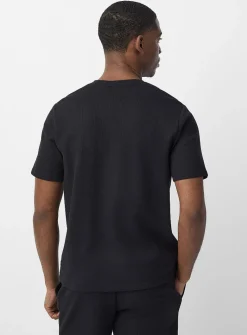 Embroidered logo waffle T-shirt