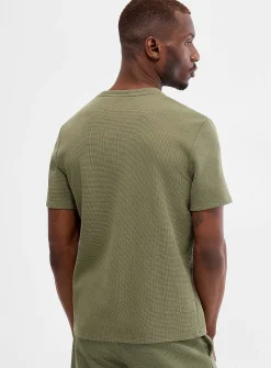 Embroidered logo waffle T-shirt