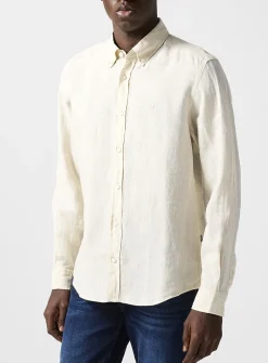 Embroidered monogram pure linen shirt