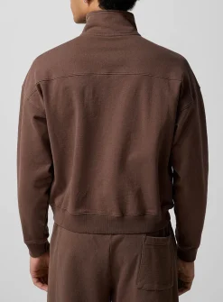 Embroidered patch zip-collar sweatshirt